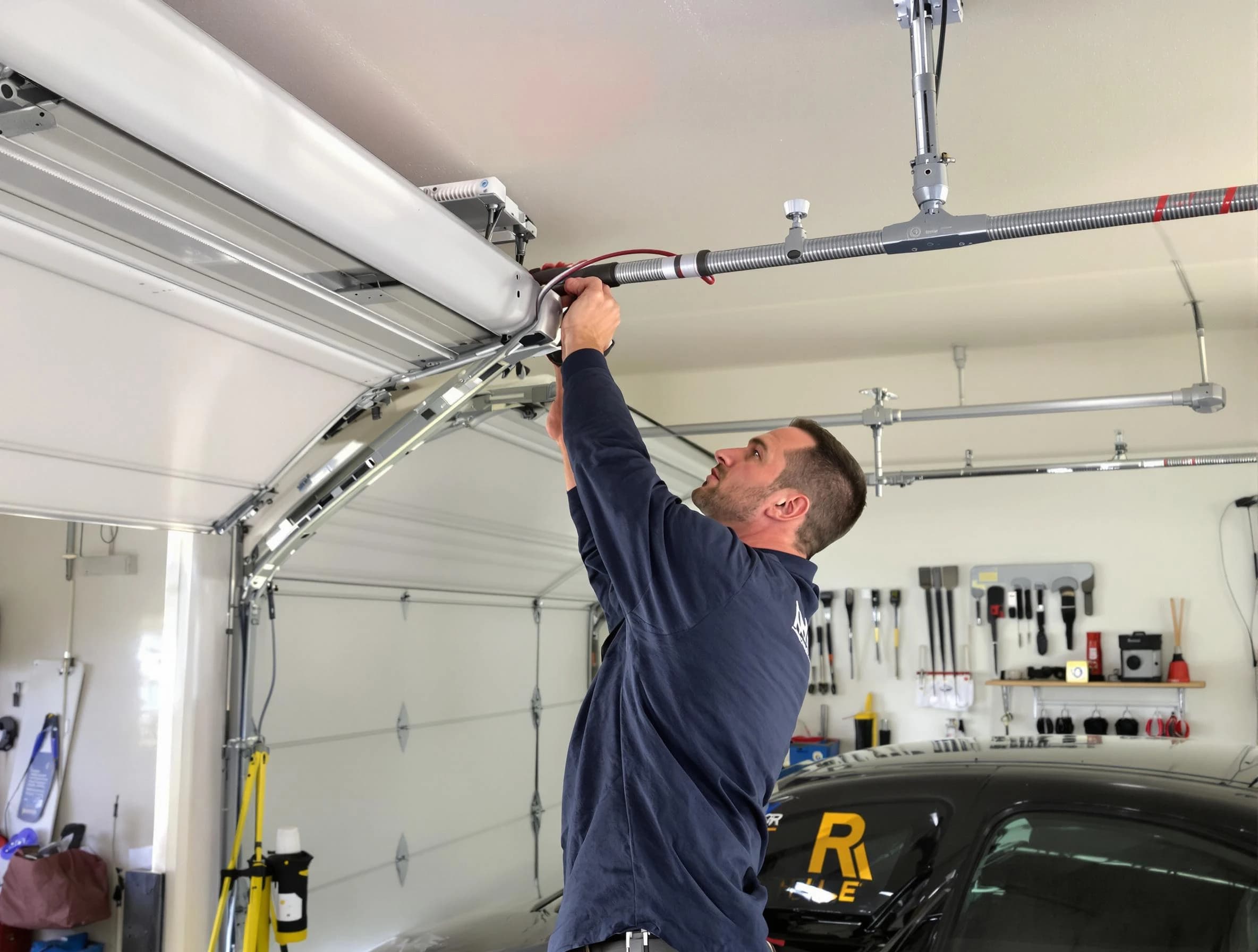 East Providence Garage Door Repair technician performing garage door cable repair in East Providence