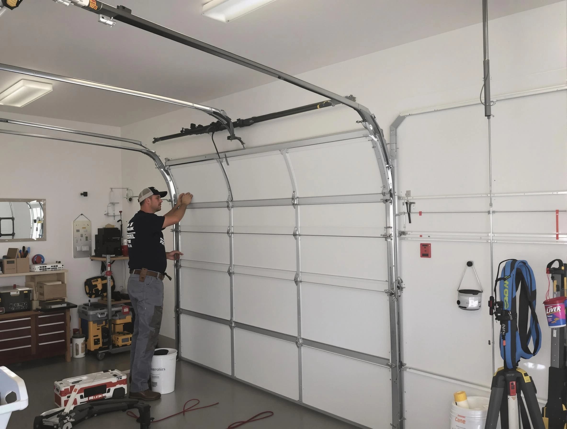 East Providence Garage Door Repair team installing new garage door in East Providence