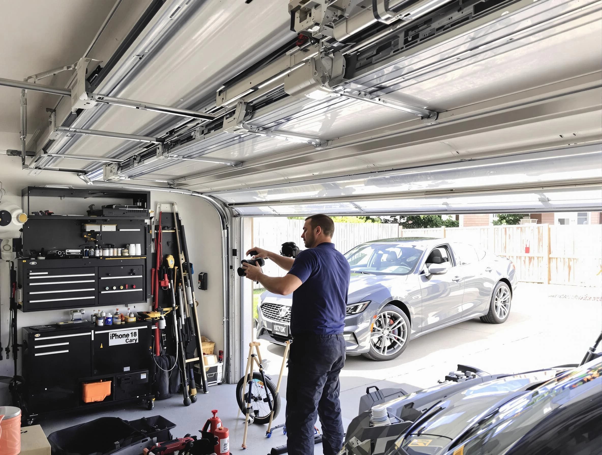 East Providence Garage Door Repair technician fixing noisy garage door in East Providence